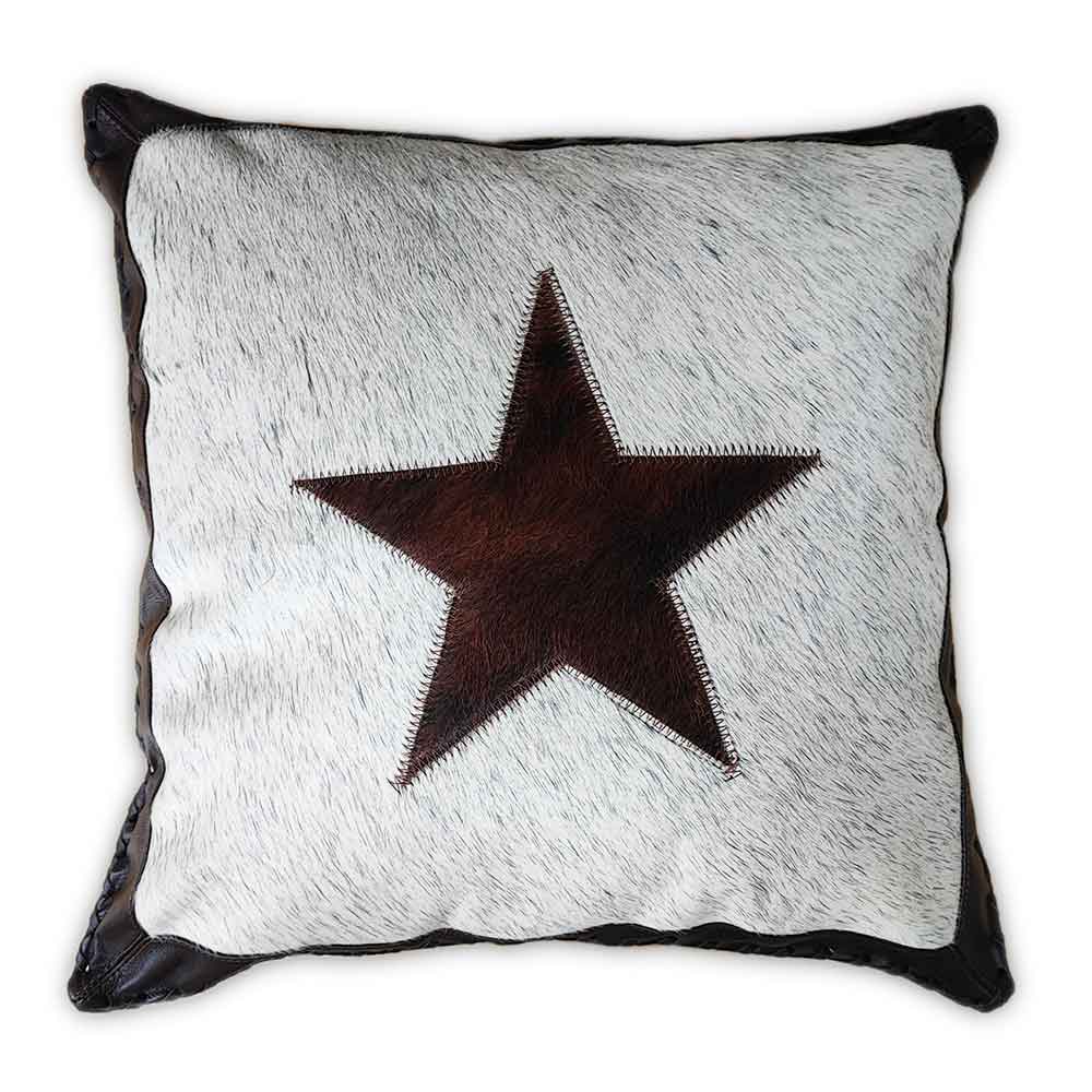 Pillow Case Leather & Laced Border, Star, Suede Fabric Backing, Size 12' X 20'