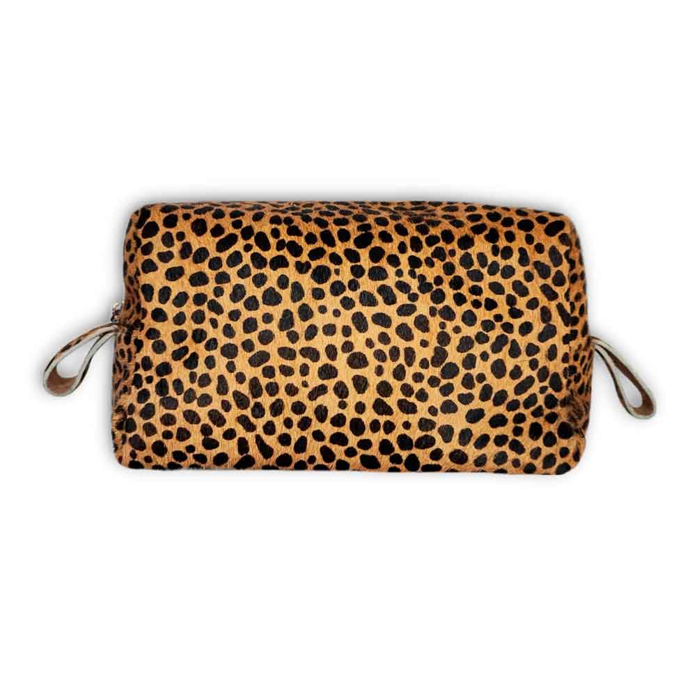 Toiletry Bag, Cheetah on Beige
