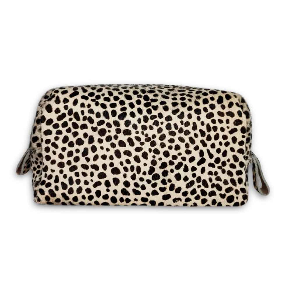 Toiletry Bag, Cheetah on White