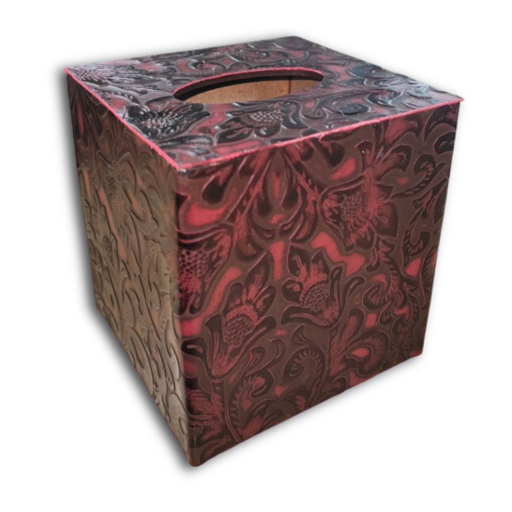 Tissue Box Cover, Floral Red