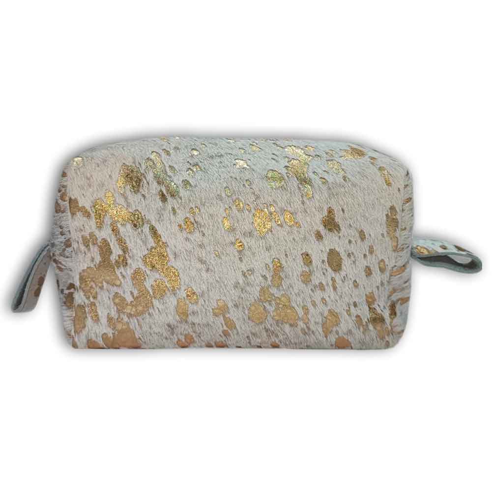 Toiletry Bag, Gold Splashed on White